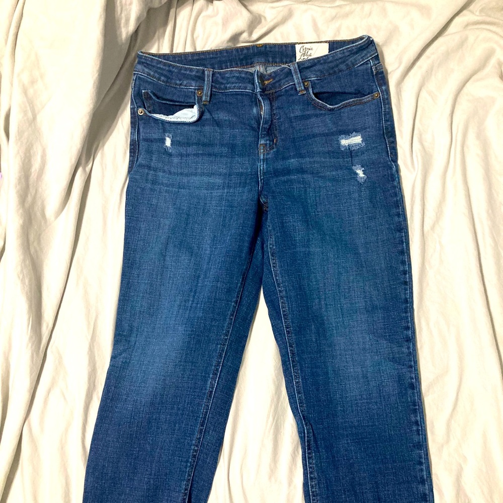Cosmic blue love jeans. EUC